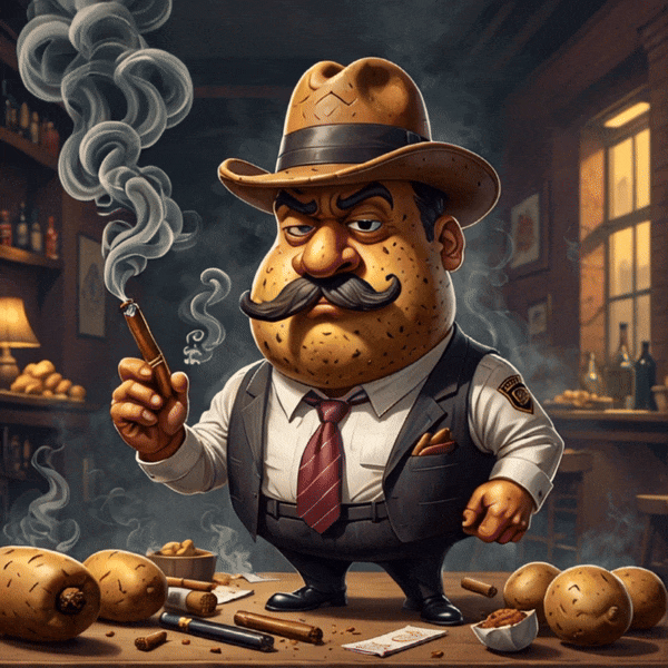 Smoking cigar gangster potato cartoon