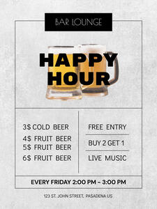 Happy hour beer poster template