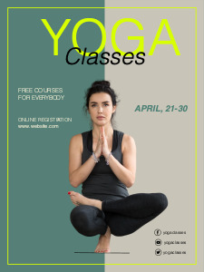 Flyer design for yoga classes featuring a posed woman | Yoga Poster Flyer design for yoga classes featuring a posed woman | Yoga Poster