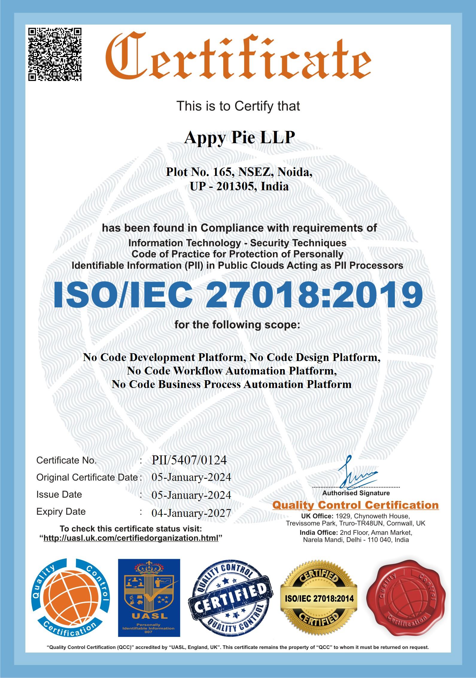 ISO certificate